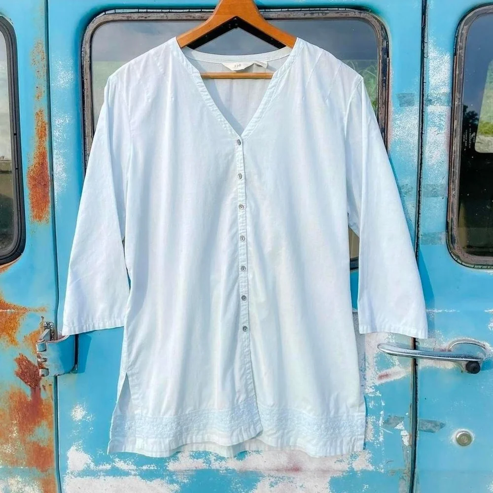 90s J.Jill light blue 100% cotton tunic top women's size small